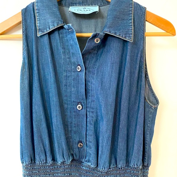 PRADA denim dress with removable ruffle for versatility - Picture 3 of 3